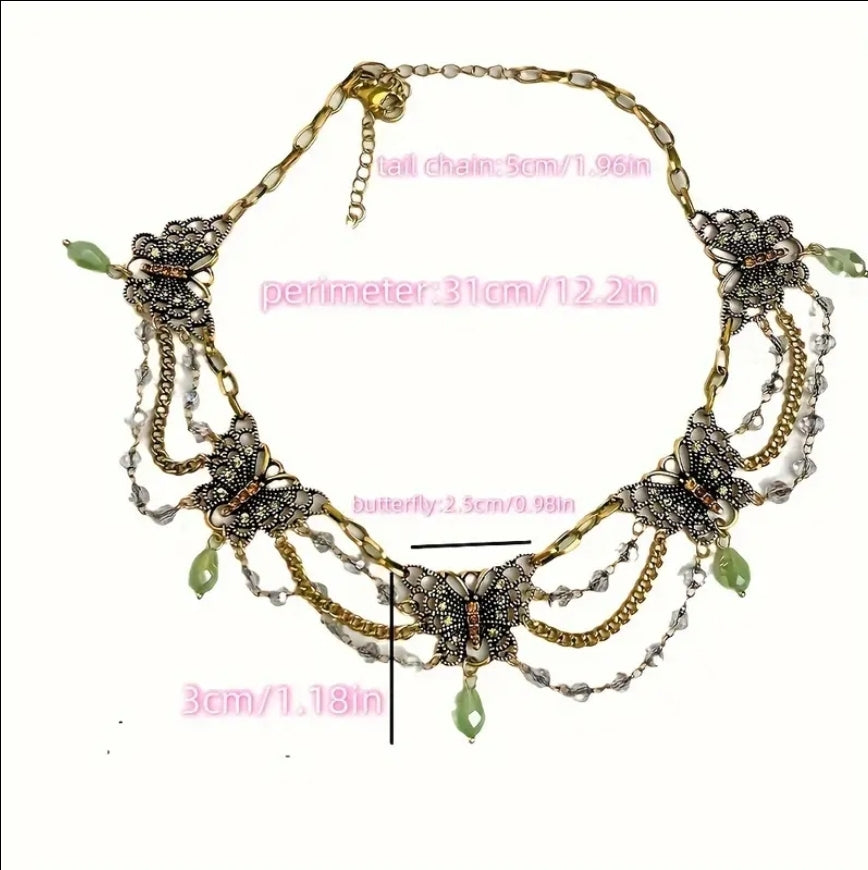 Green butterfly necklace