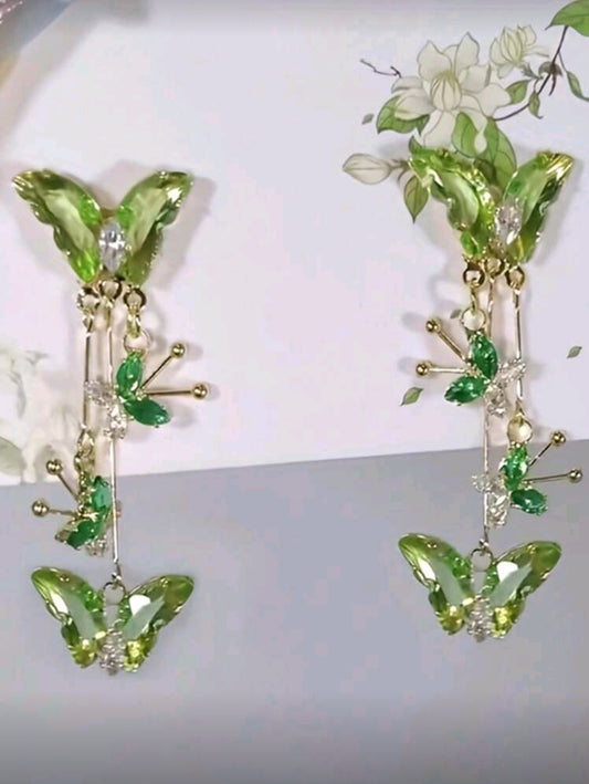 Green butterfly earrings