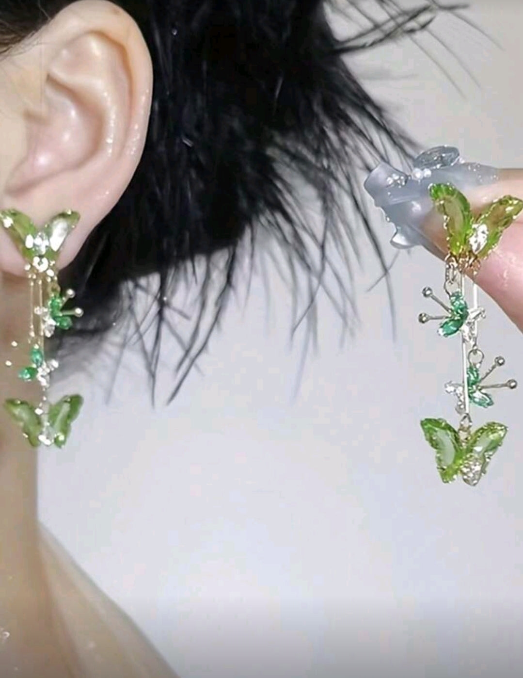 Green butterfly earrings
