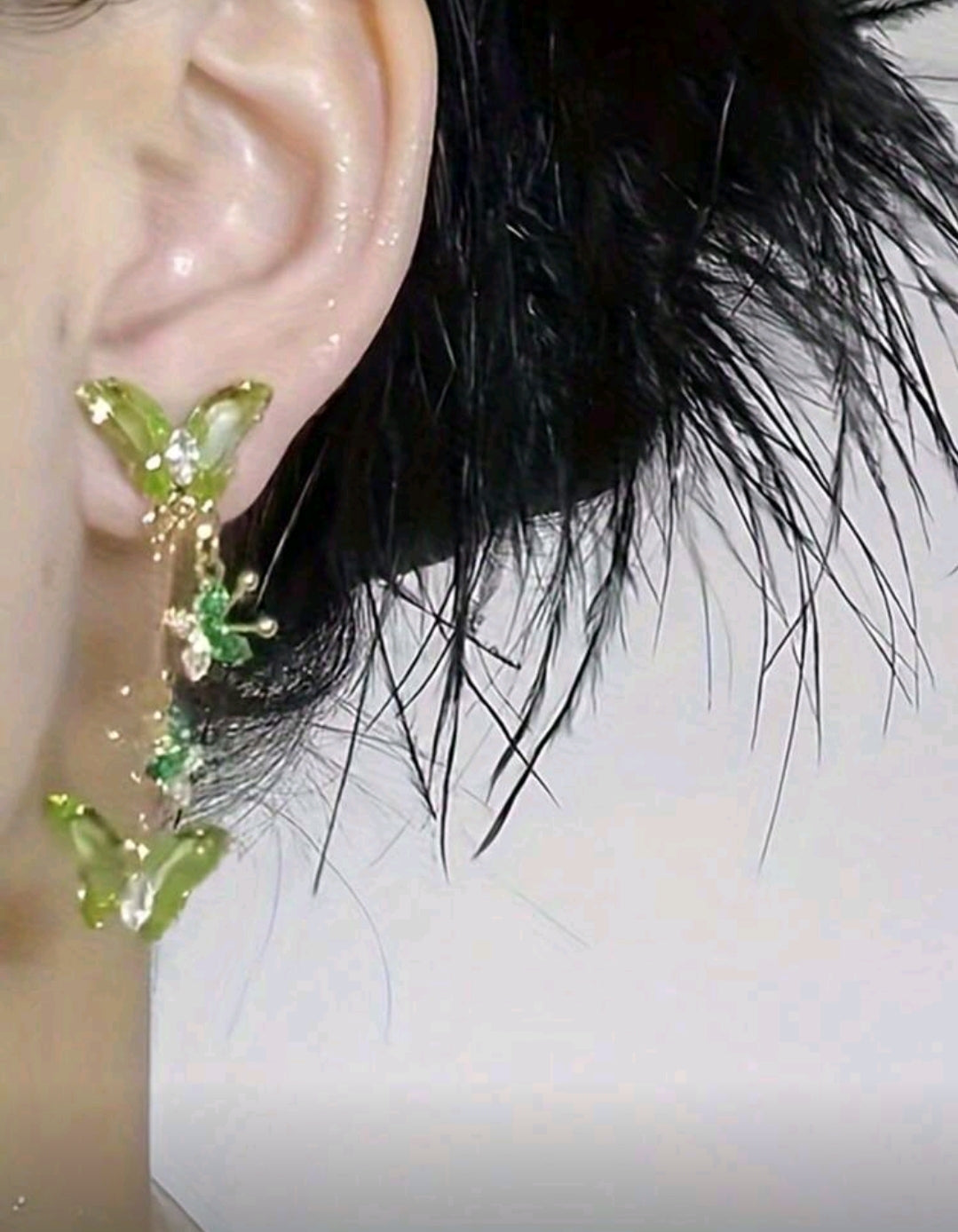 Green butterfly earrings
