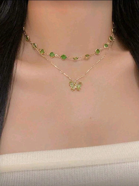 Green butterfly necklace