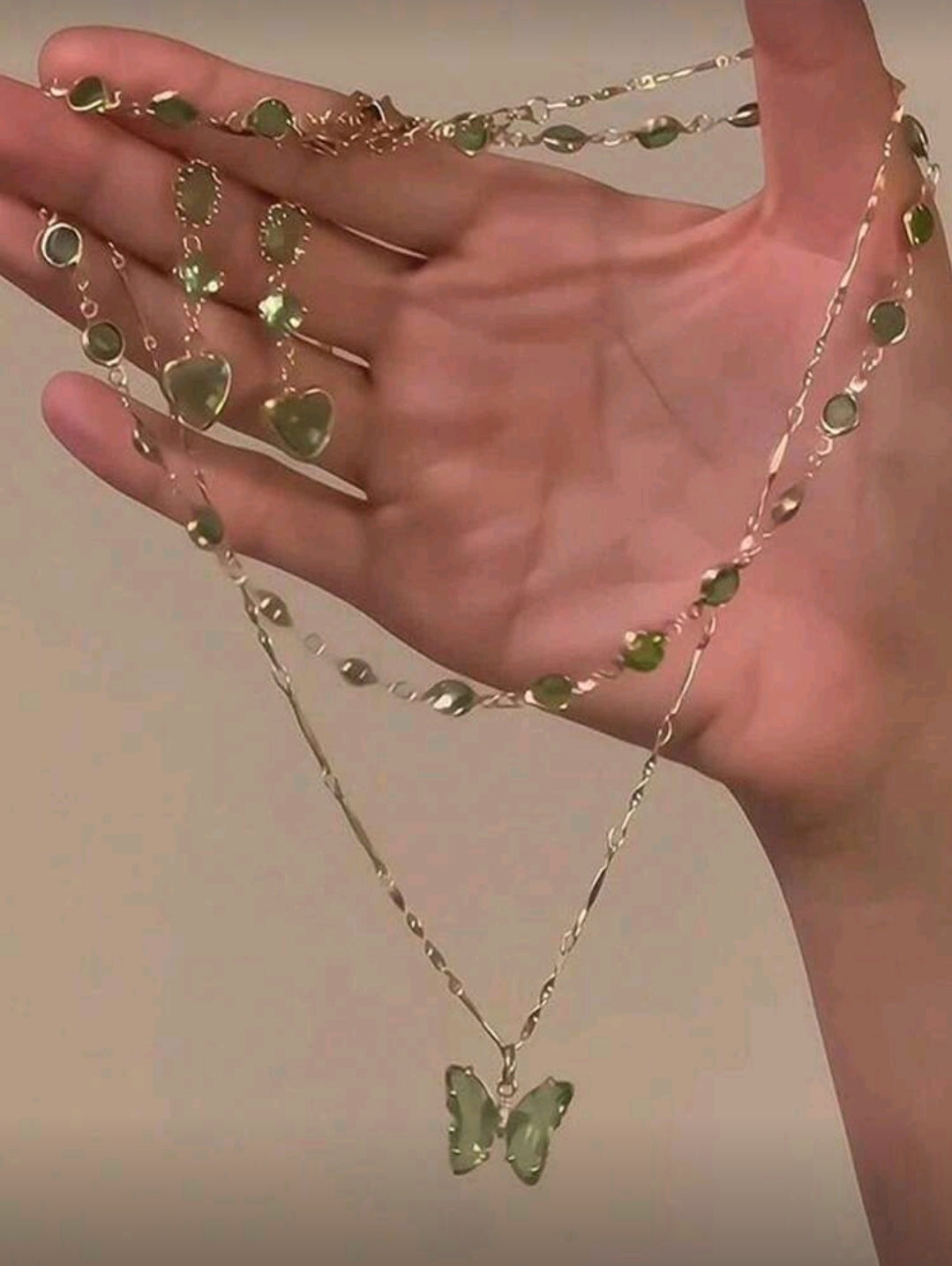 Green butterfly necklace