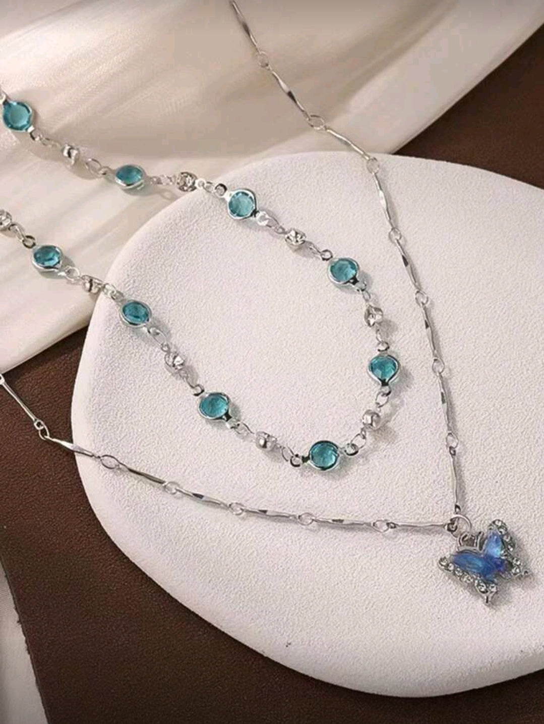 Blue butterfly necklace