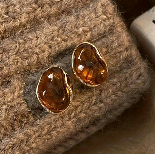 Brown stone earrings