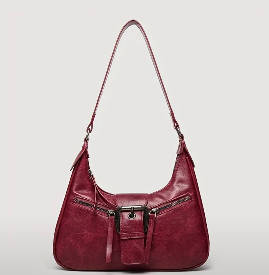 Red buckle detail bag