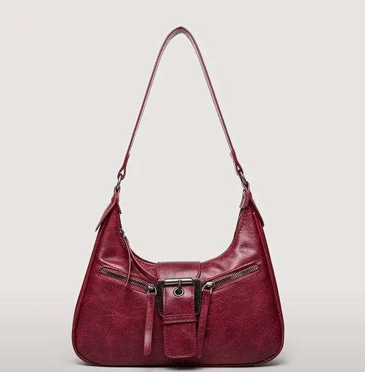 Red buckle detail bag