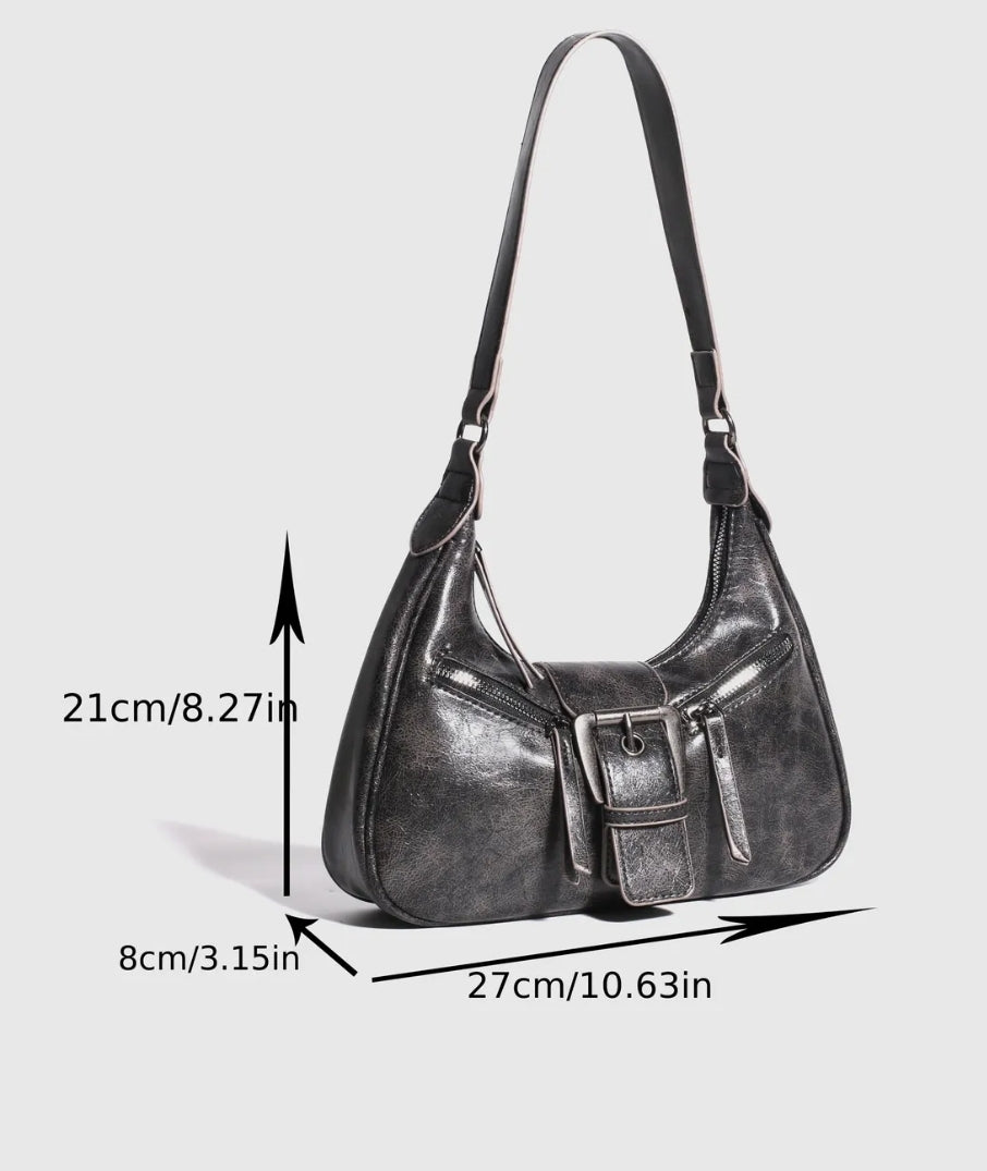 Grey buckle detail bag