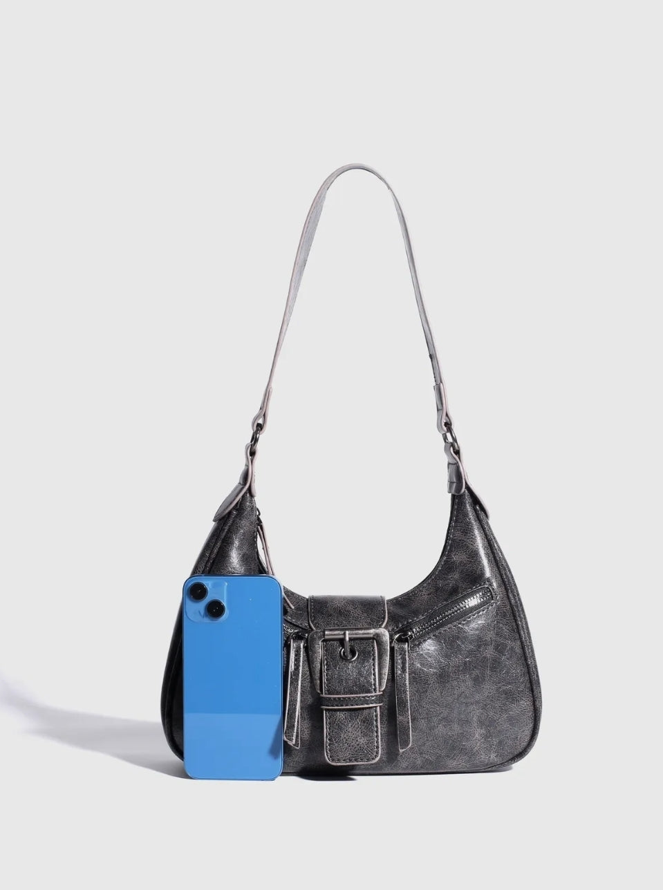 Grey buckle detail bag