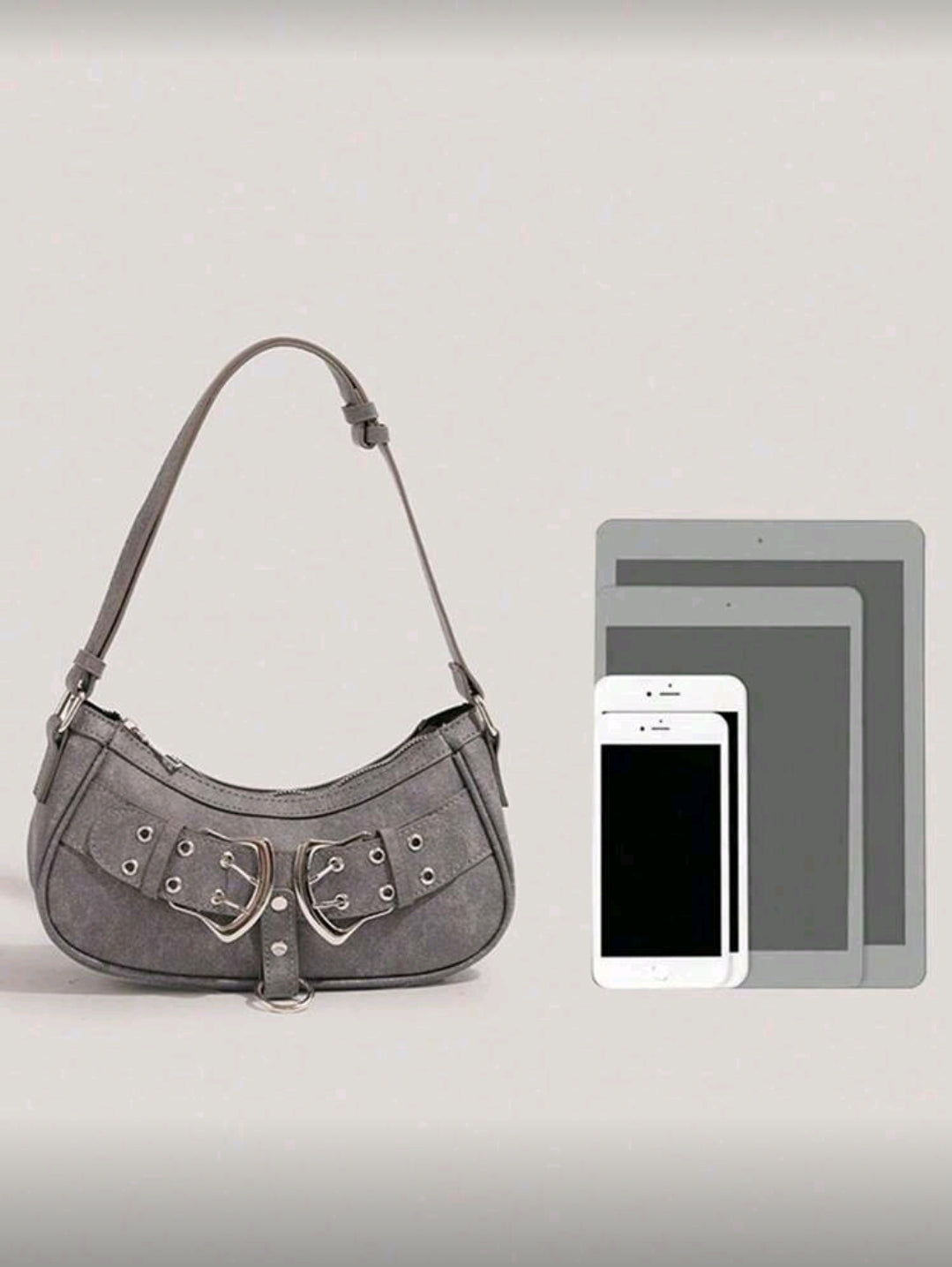 Grey buckle detail bag