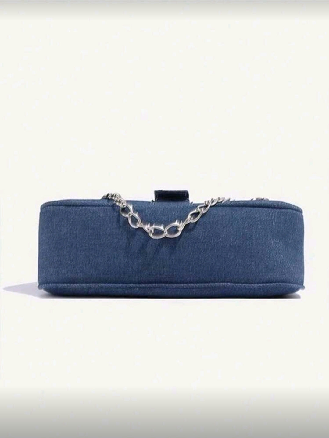 Blue denim patch detail bag