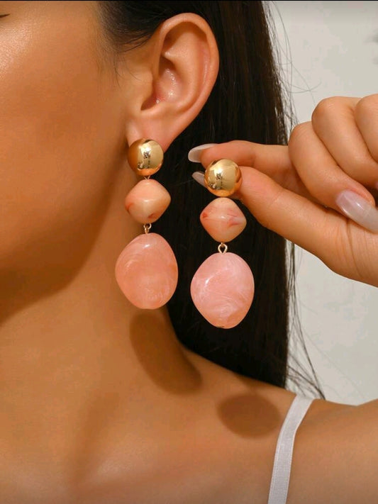 Peach Beaded earrings