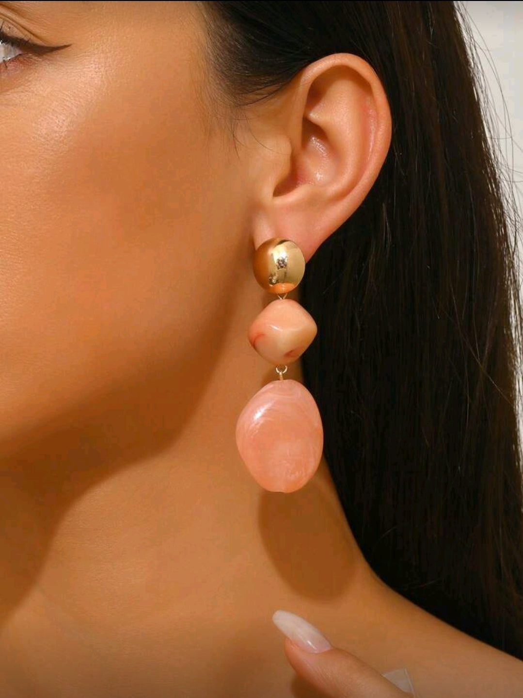 Peach Beaded earrings