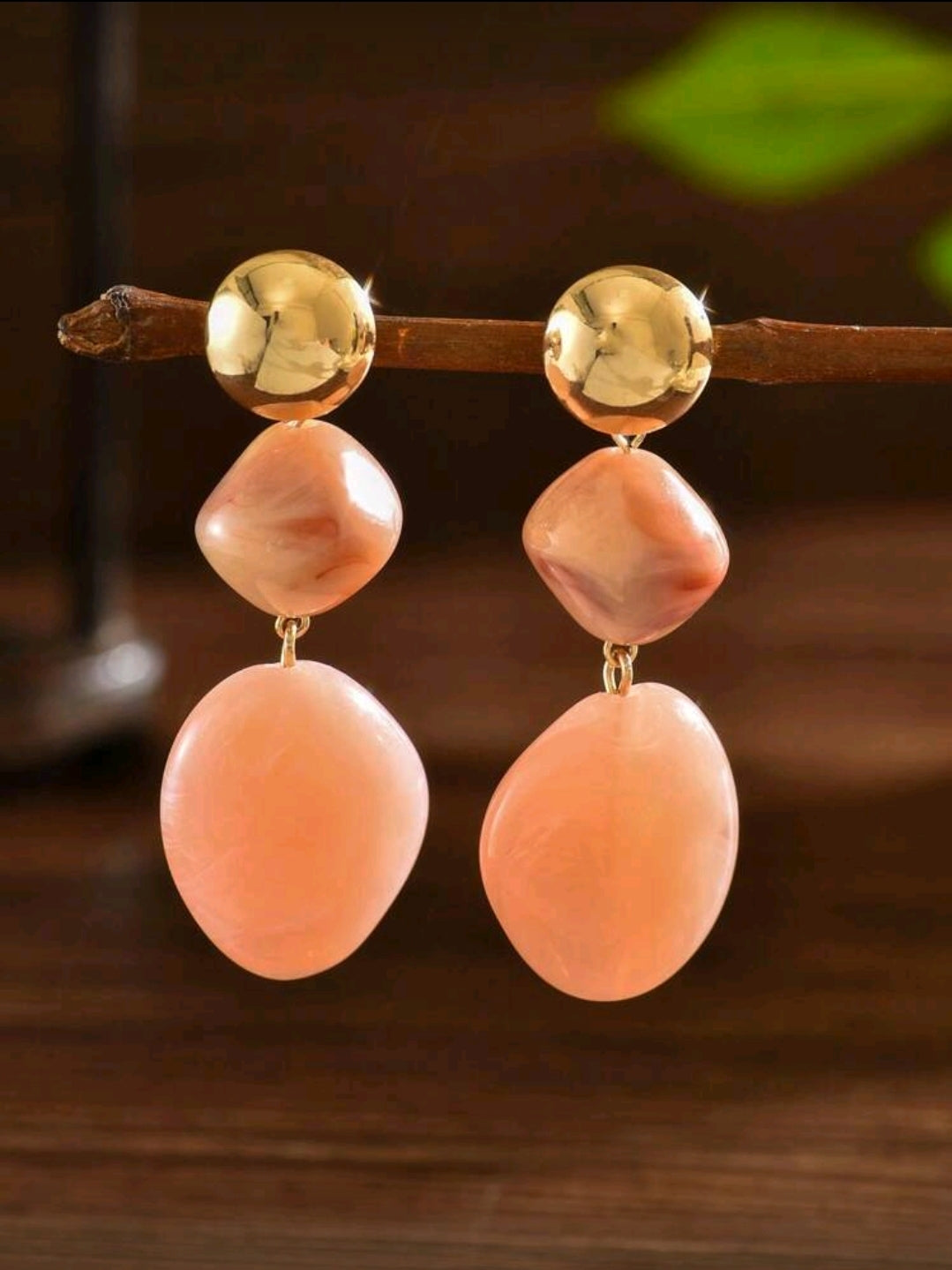 Peach Beaded earrings