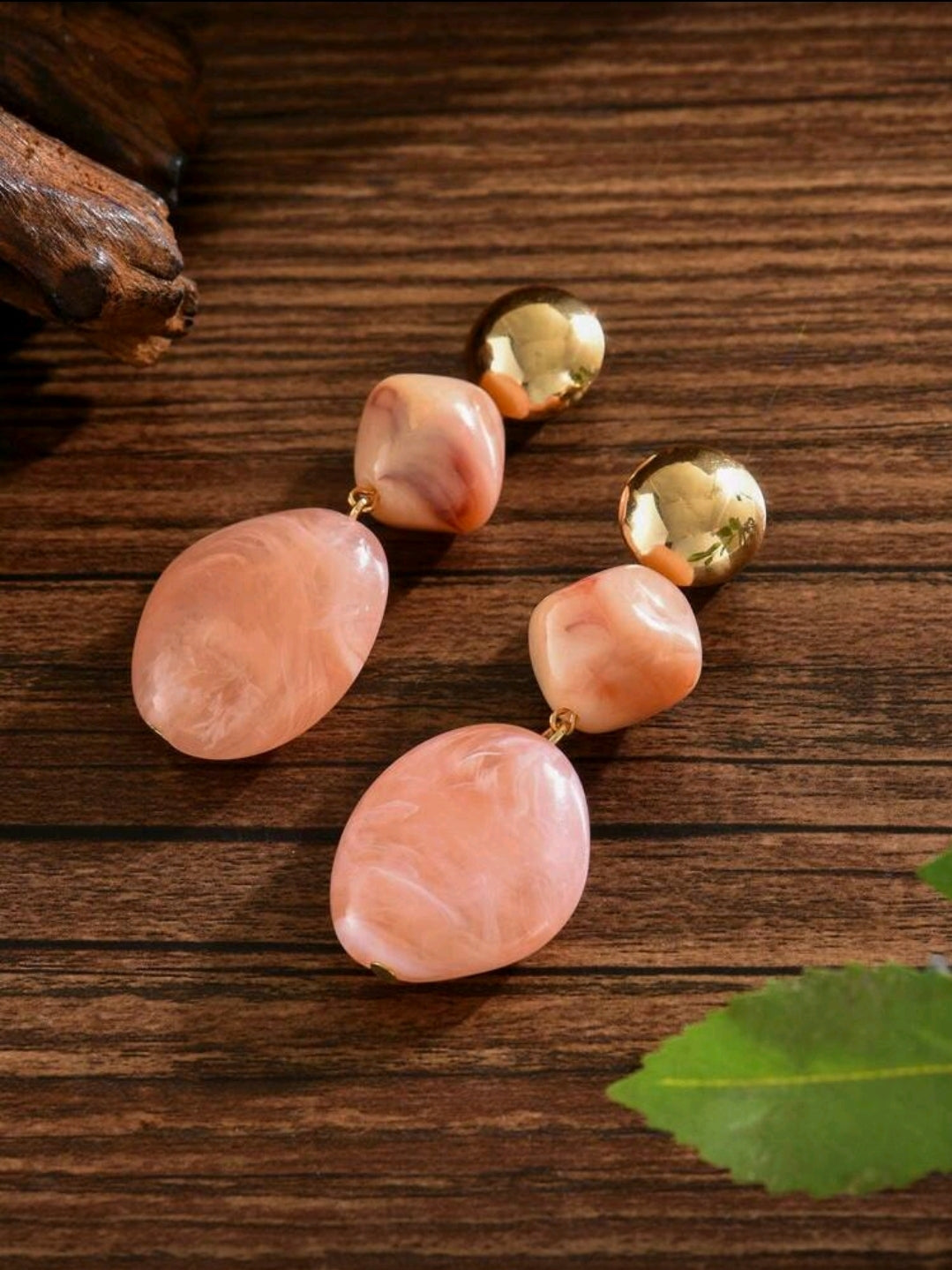 Peach Beaded earrings