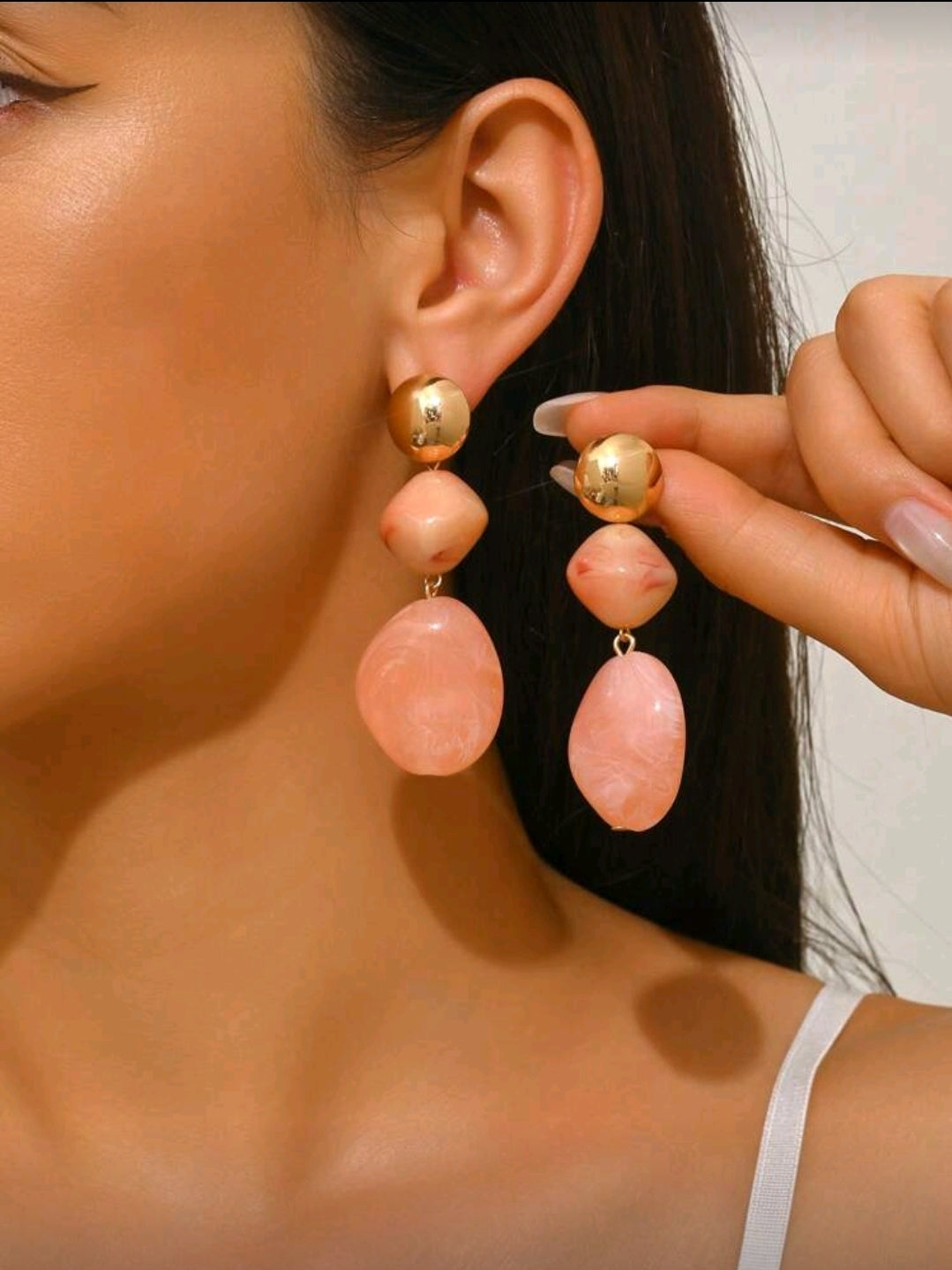 Peach Beaded earrings