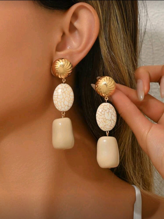 Beige Beaded earrings