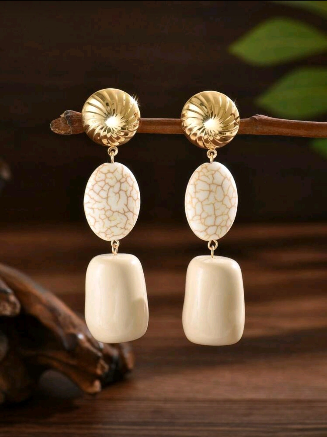 Beige Beaded earrings