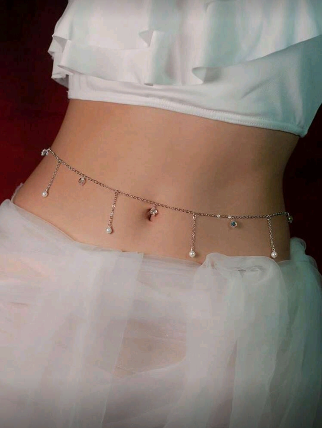 Silver drop detail waist chain