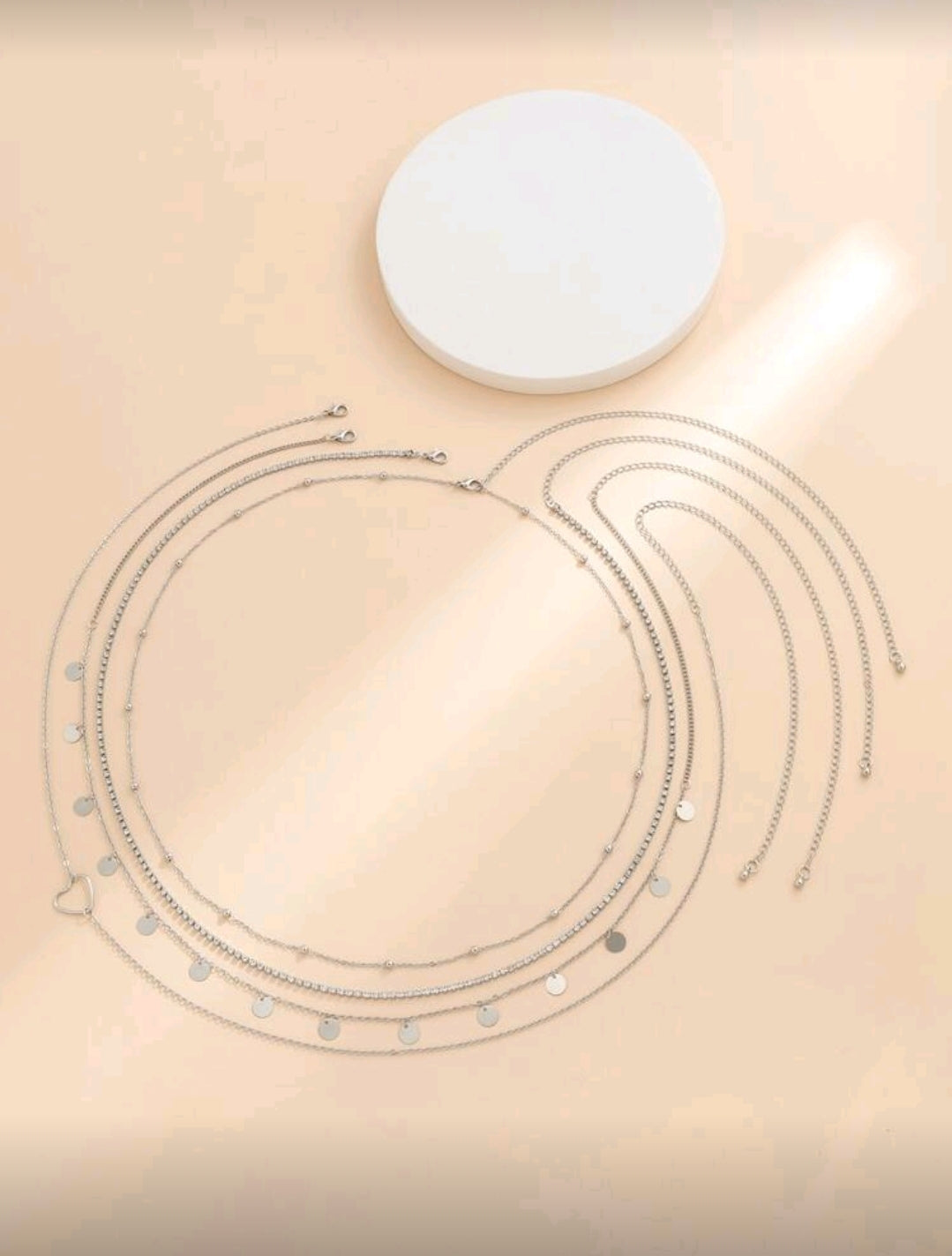 Silver layered waist chain