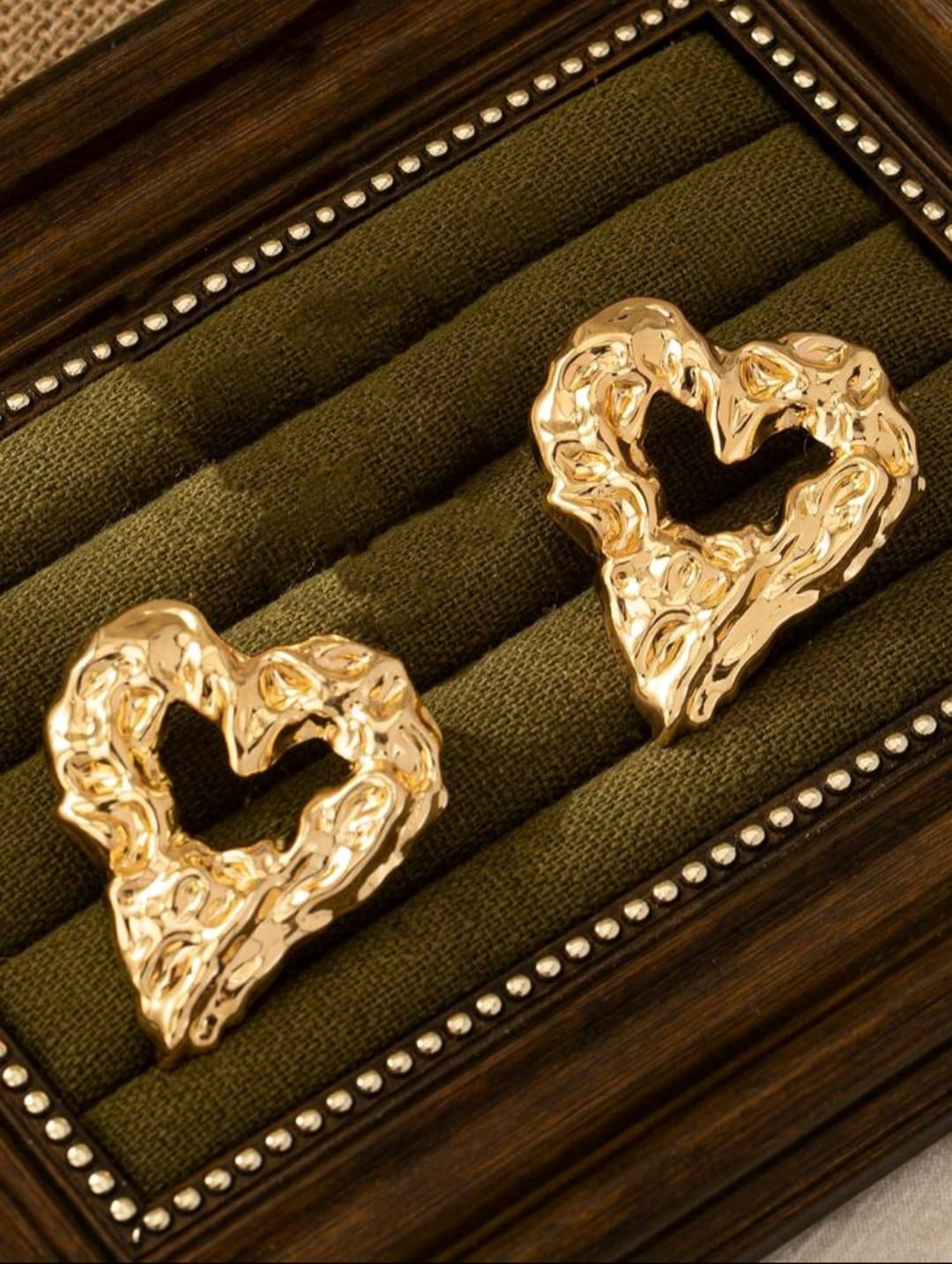 Golden heart earrings