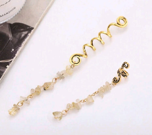White stone Hair rings
