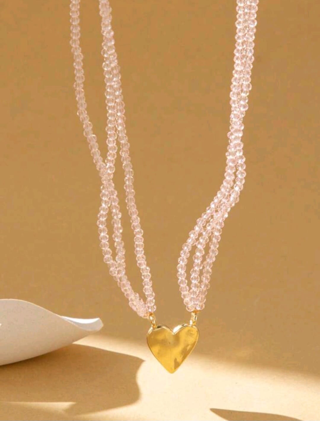Pink Beaded Heart necklace