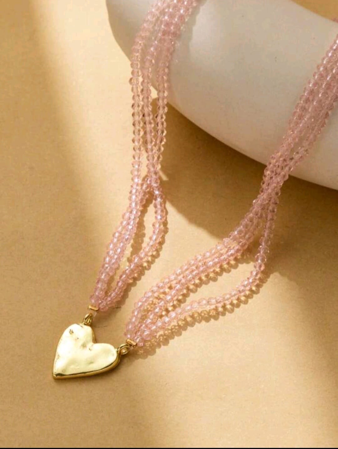 Pink Beaded Heart necklace