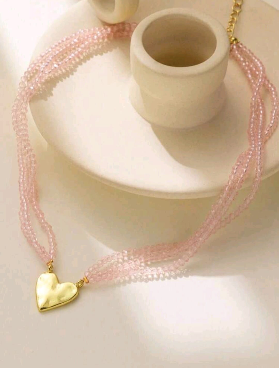 Pink Beaded Heart necklace