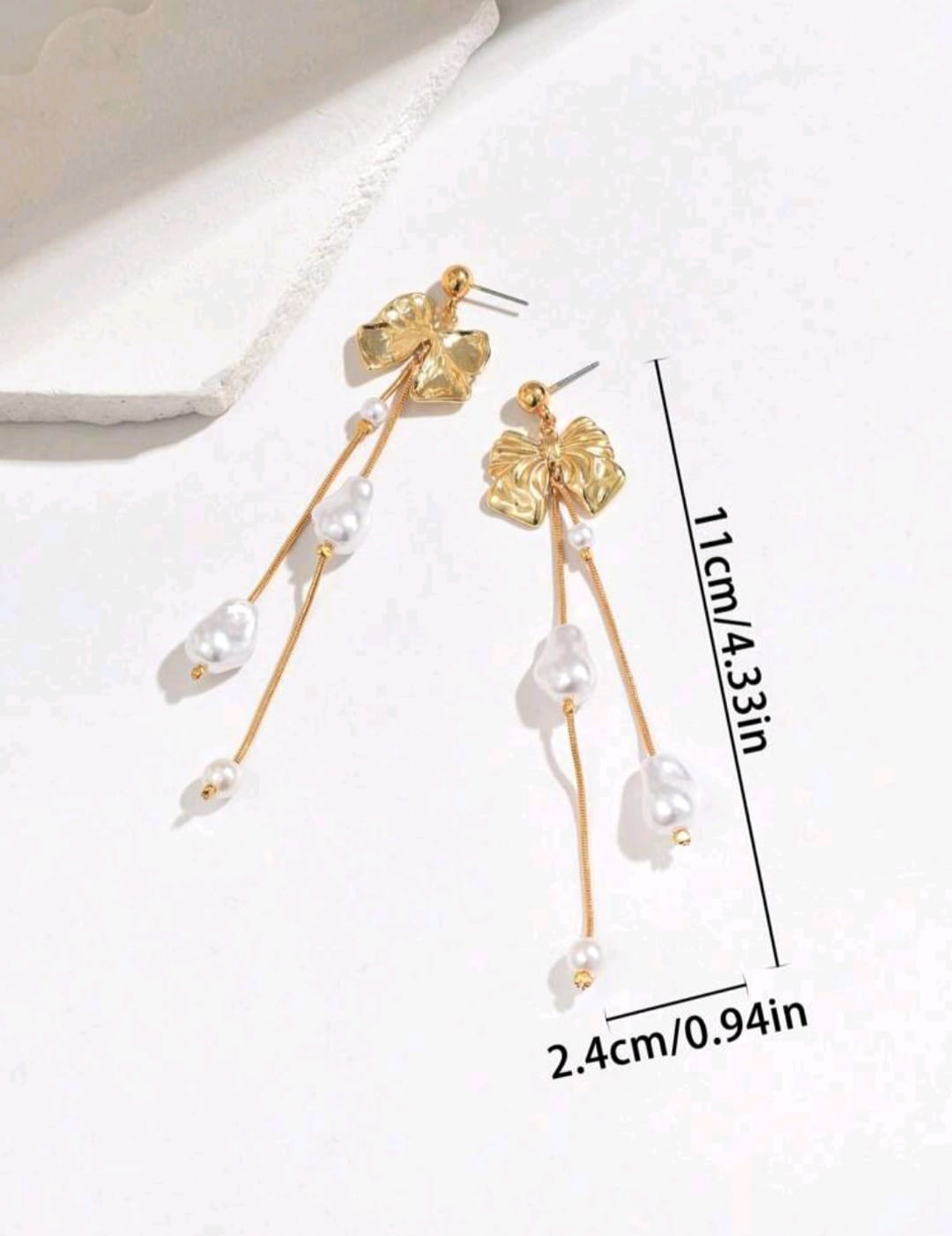 White Pearl Bow earrings