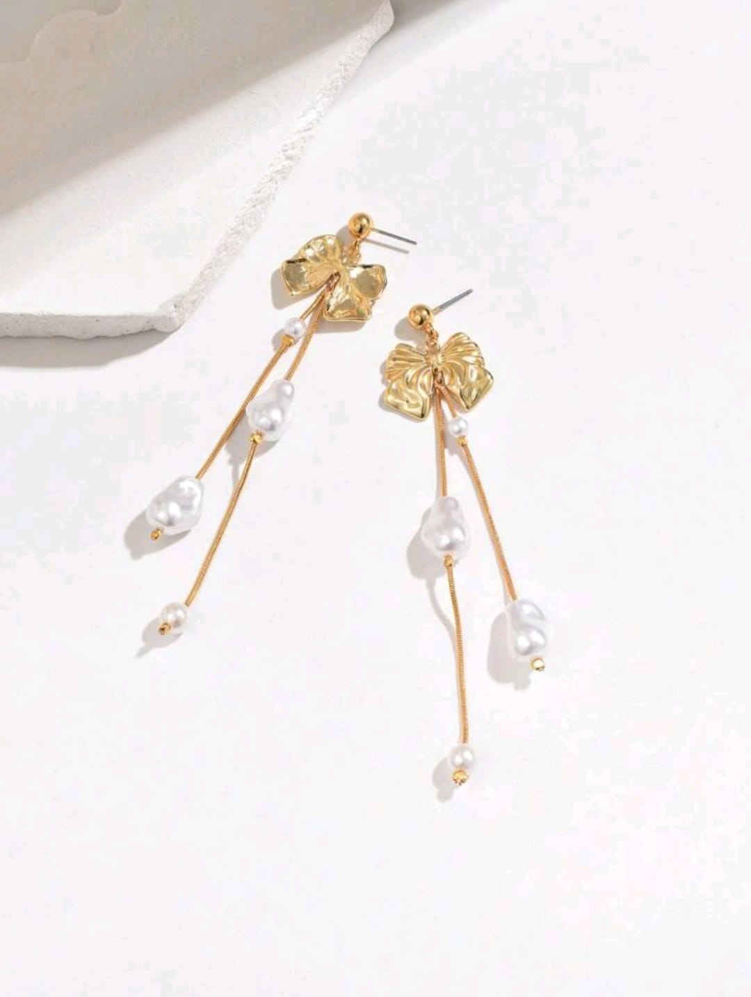 White Pearl Bow earrings
