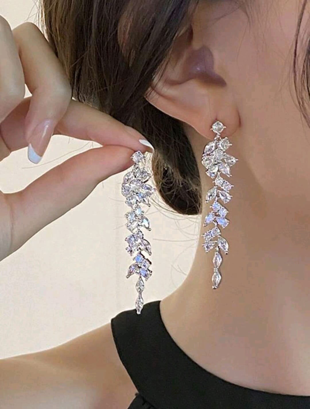 Silver stone earrings