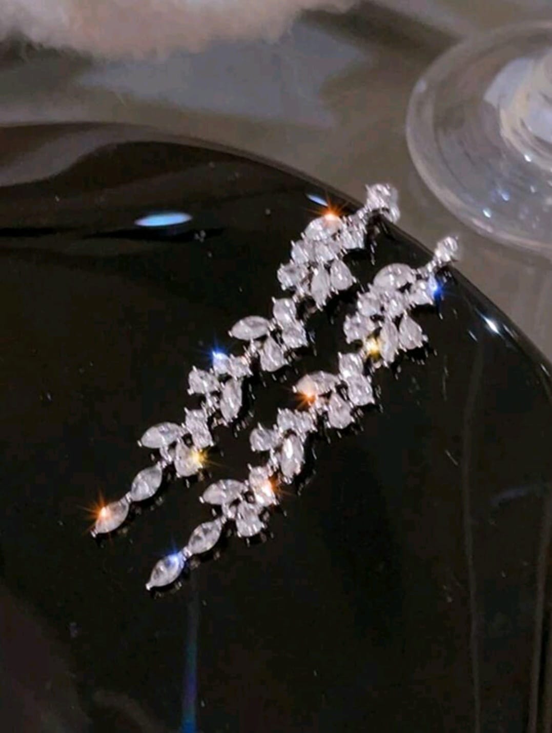 Silver stone earrings