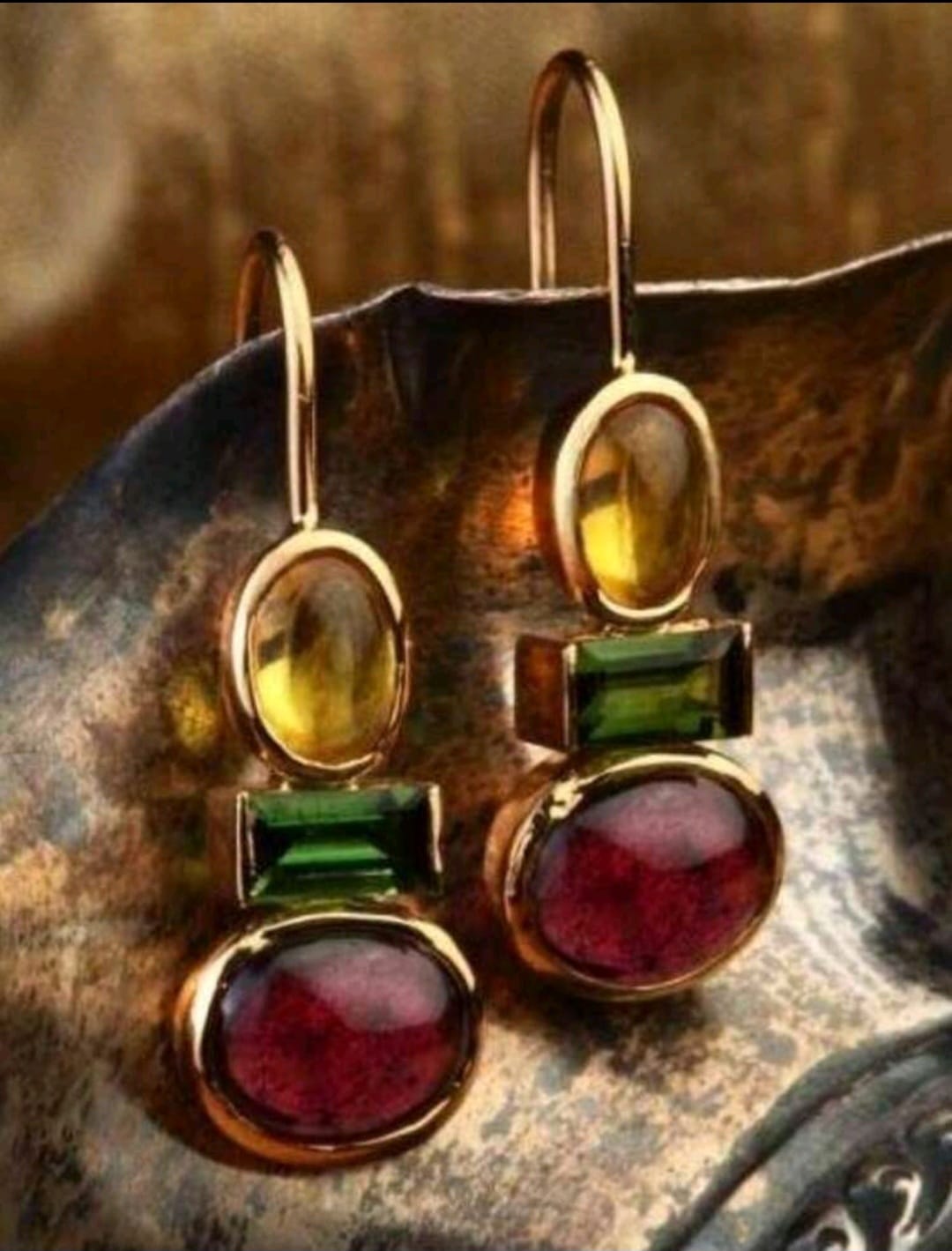 Multicolored stone earrings