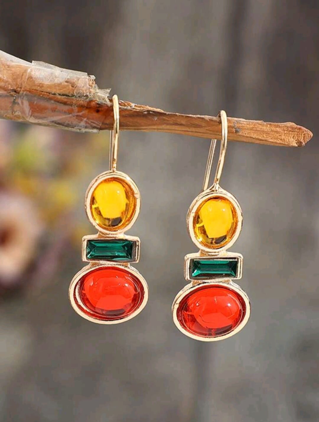 Multicolored stone earrings