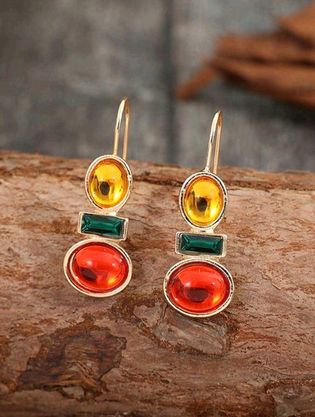 Multicolored stone earrings