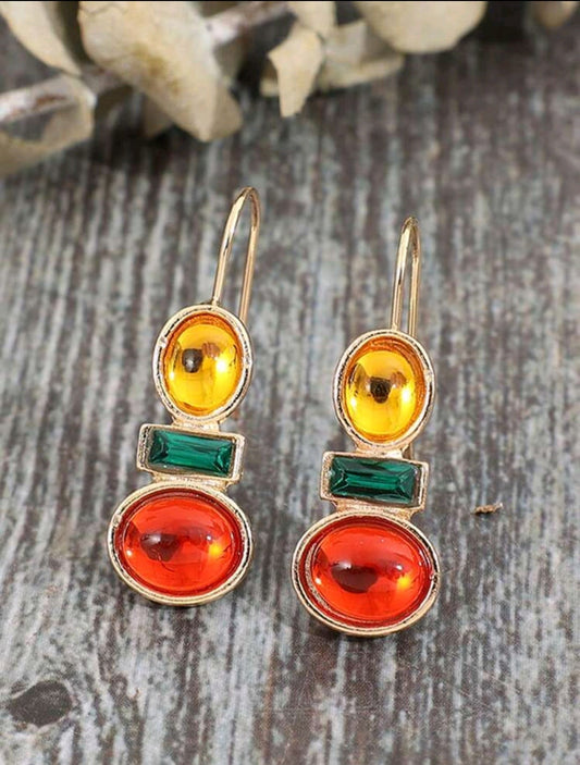 Multicolored stone earrings