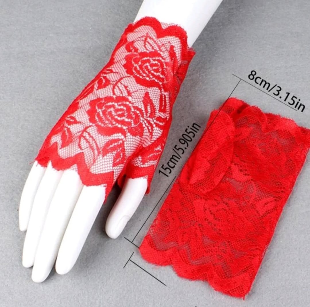 Red lace gloves