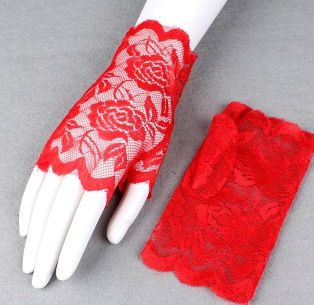 Red lace gloves