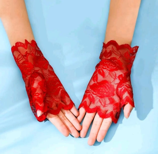 Red lace gloves