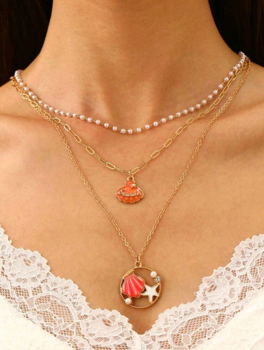 Triple Layered Beachy Necklace