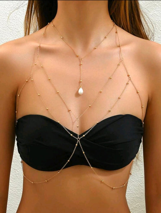 Pearl detail body chain
