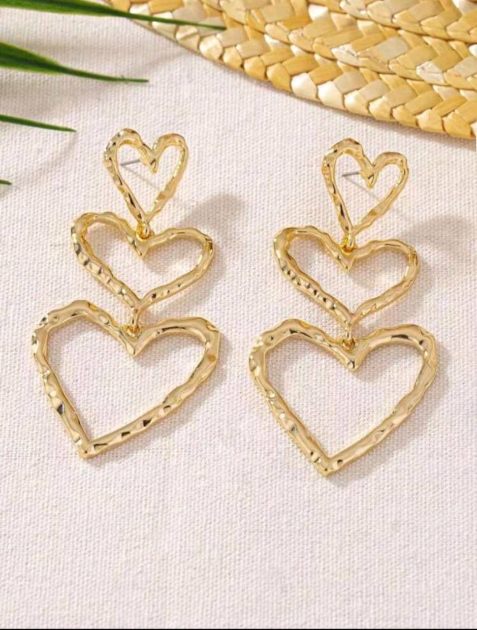 Triple heart earrings