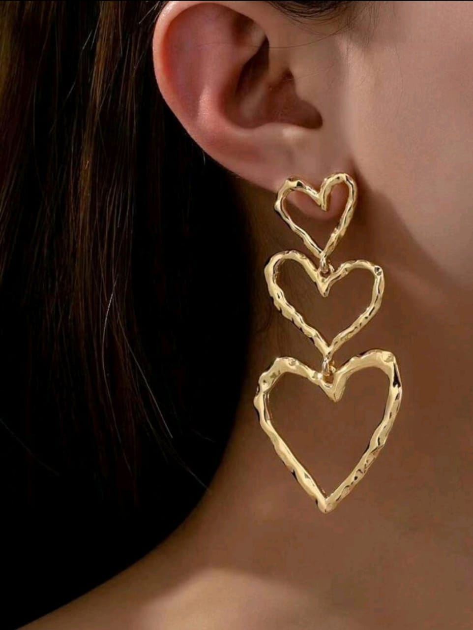 Triple heart earrings