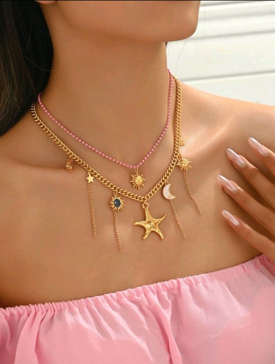Layered charmed necklace