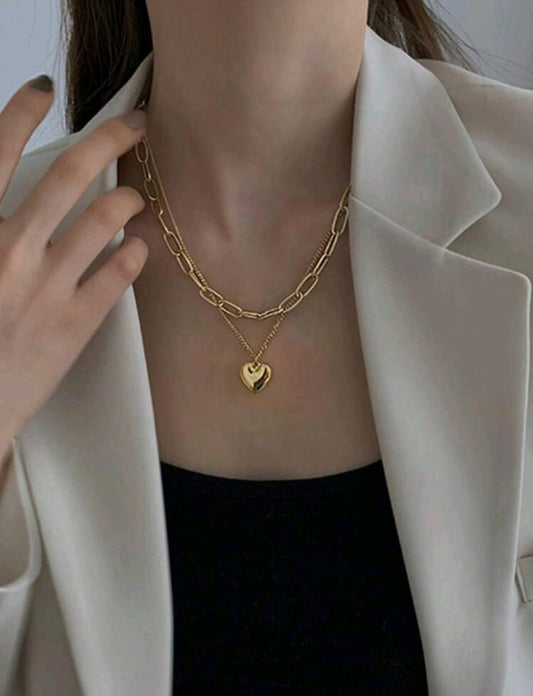 Golden heart layered necklace