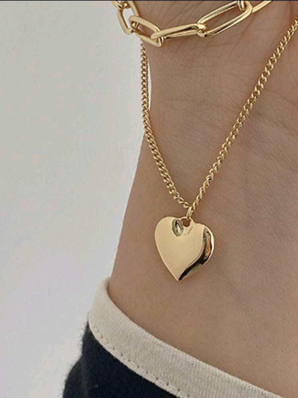 Golden heart layered necklace