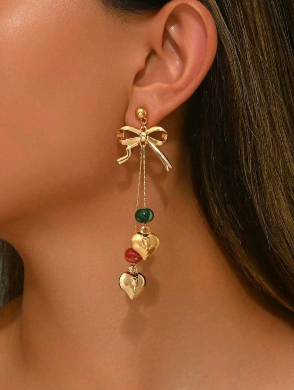 Bow detail earrings with charms