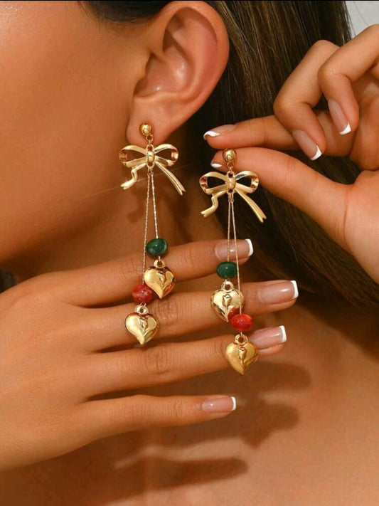 Bow detail earrings with charms