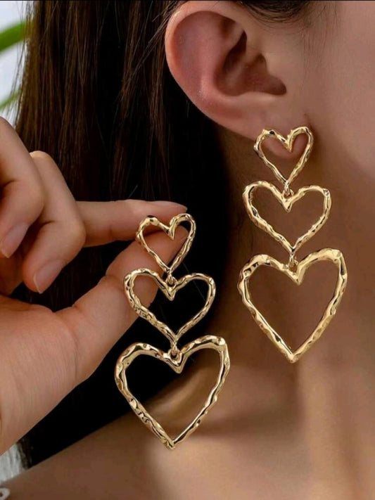 Triple heart earrings