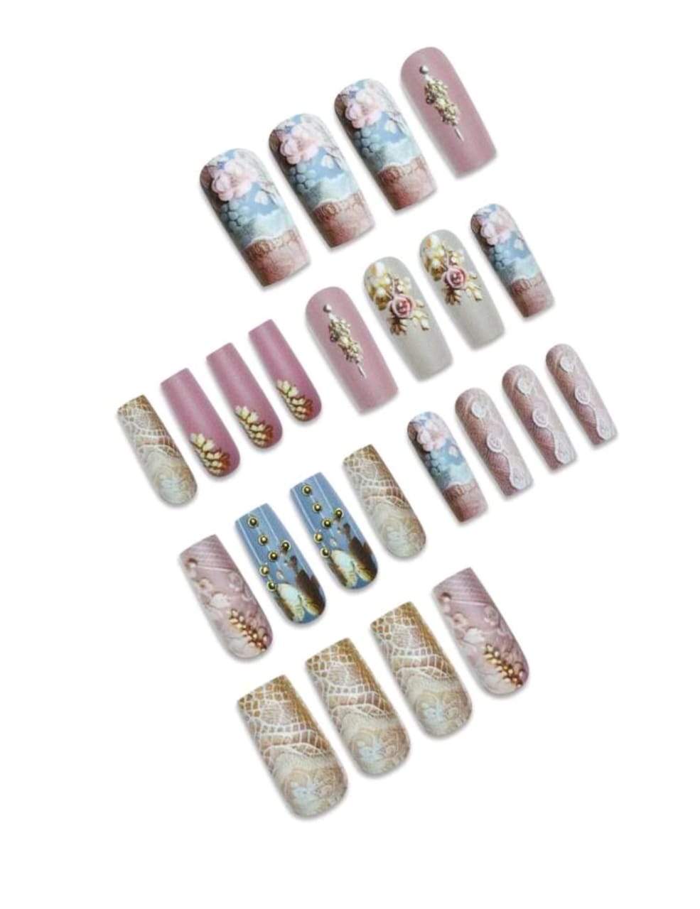 Vintage style printed press on nails